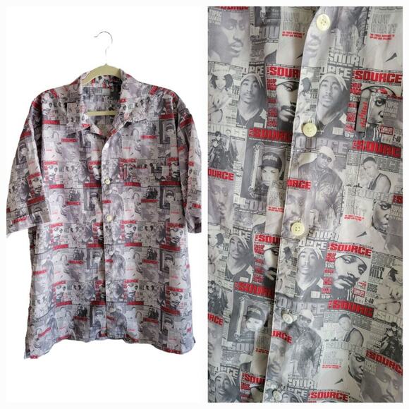 Enyce Brand Men's 2000's The Source Magazine Printed‎ Y2K Button Up Shirt Size L - Picture 1 of 10